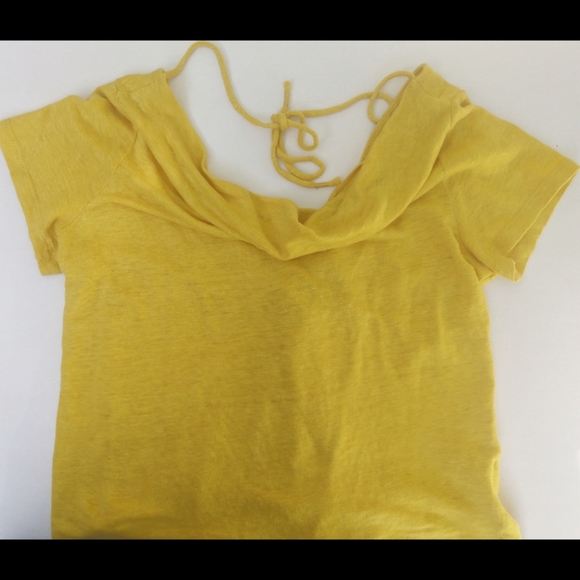 Maeve Anthropologie Horizon Linen open back cap sleeved top Gold Mustard Yellow - Picture 11 of 16